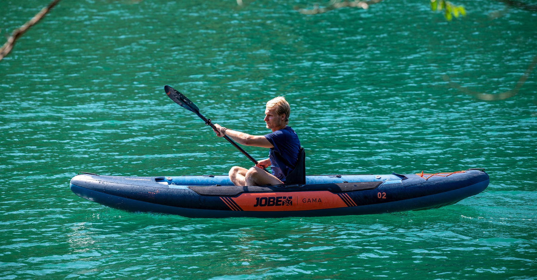 jobe-gama-inflatable-kayak-paddler-on-water-1