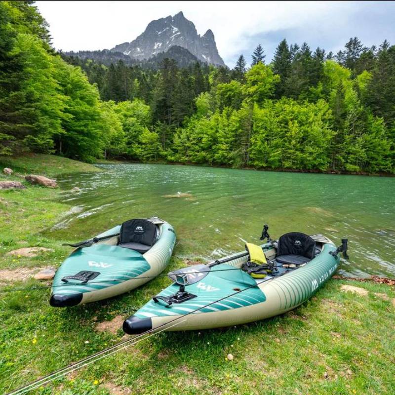 Aqua-marina-caliber-398-angler-fishing-kayaks-at-shore