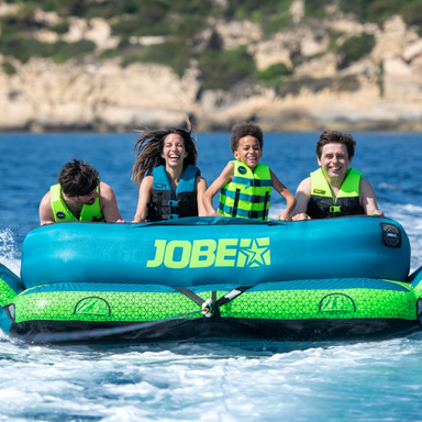 jobe-binar-4-person-towable-ski-tube-green-blue-family-on-tube-2