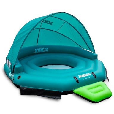 jobe-retreat-inflatable-water-lounge-6P-teal-with-cup-holder-and-canopy